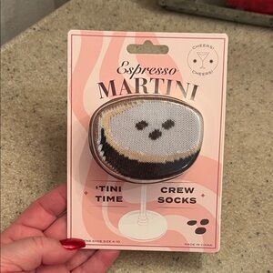 Espresso Martini Crew Socks - Black and Brown